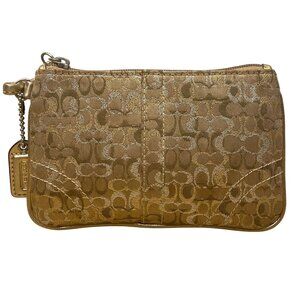 Coach Women’s Gold Jacquard Signature Wristlet Clutch Bag With Detachable Strap